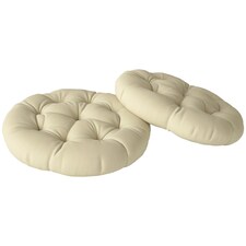 Outsunny Outdoor Seat Cushions Set of 2, Tufted Round Chair Pads | White | Beige | 1
