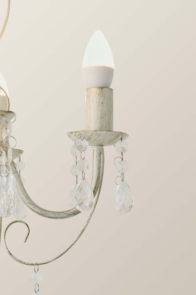 image 1 of ValueLights Lille Pair 5 Way Distressed White Pendant Ceiling Lights Chandeliers | White