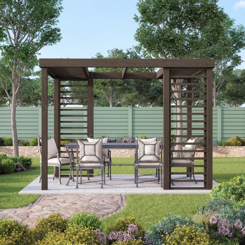 image 1 of Panel Pergola - Wood - L480 x W480 cm - Rustic Brown