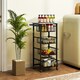 image 8 of HOMCOM 4-Tier Kitchen Island on Wheels with 4 Pull-Out Baskets, Light Grey