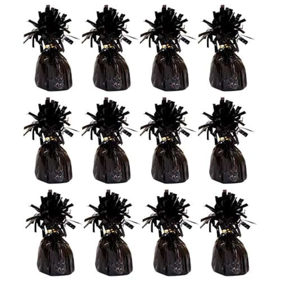 image 1 of Black Foil Balloon Weights - Pack of 12 | Black