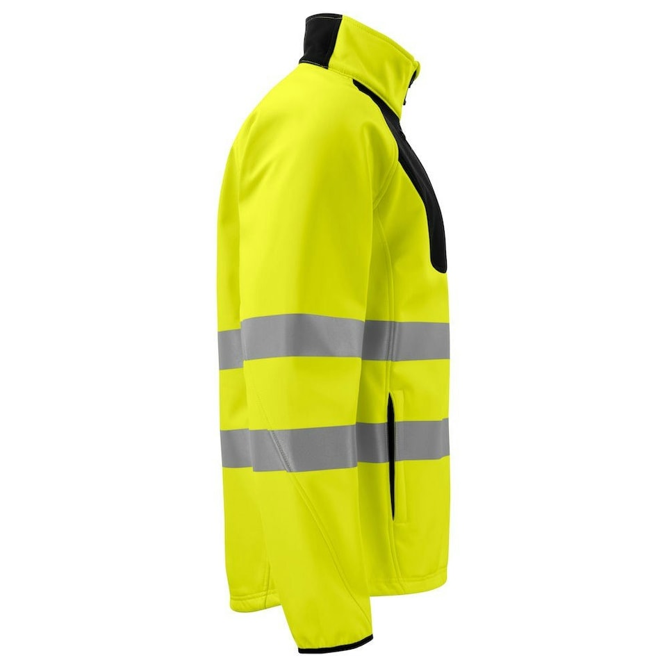 image 1 of Projob Mens Hi-Vis Soft Shell Jacket - Yellow/Black - M