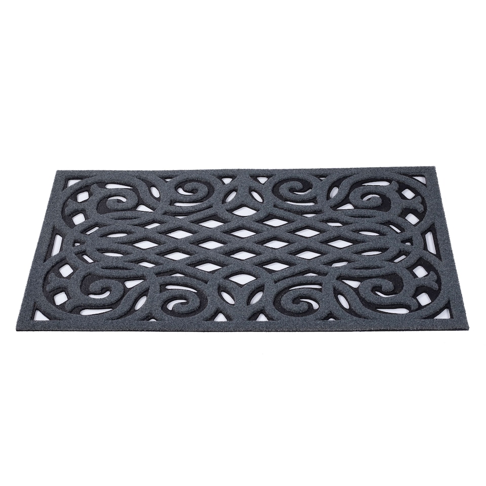 image 1 of Nicoman Victorian Style Rubber Outdoor Door Mat Grey 60 x 40cm