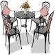 image 1 of Centurion Supports OSHOWA Garden and Patio Table and 4 Large Chairs with Armrests Cast Aluminium Bistro Set - Black