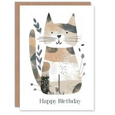 Cat Lover Modern Boho Cute Kitty Drawing Kids Child Kids Birthday Card