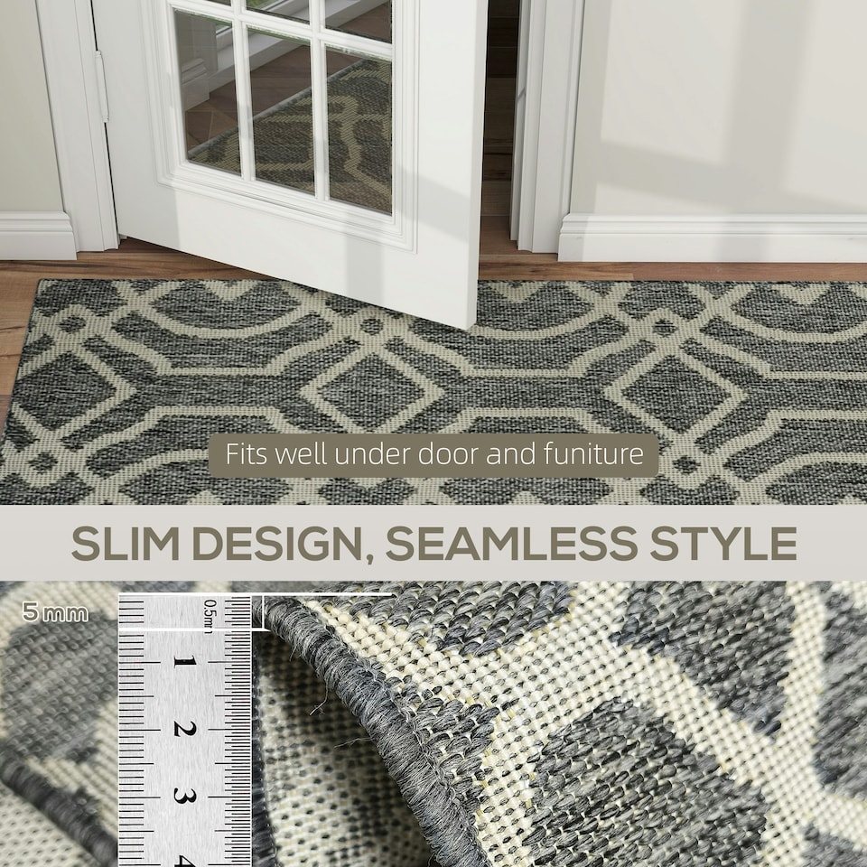 image 1 of HOMCOM Easy-Cleaning Machine Washable Rug for Patio, Garden, Grey Grey