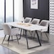 image 9 of Set of 2 Camden Modern Velvet Dining Chairs with Armrests, Quilted Design & Black Metal Legs Grey | Light Grey
