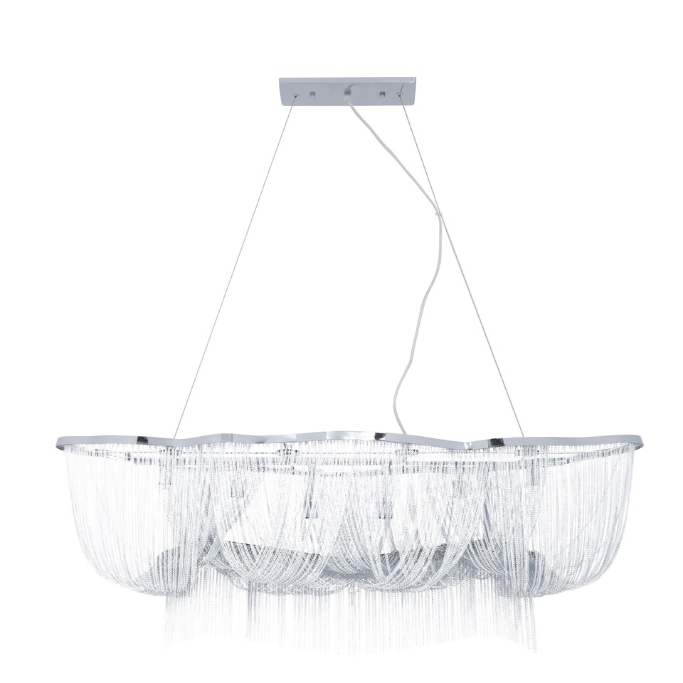 image 1 of Interiors by Premier 6 Light Chrome Pendant, Adjustable Aluminium Chain Basket Pendant, Boutique Luxe Lighting For Living Room