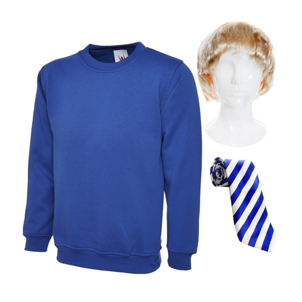 image 1 of Jay Costume Set - Jumper, Wig & Blue Tie | Multi | 2XL