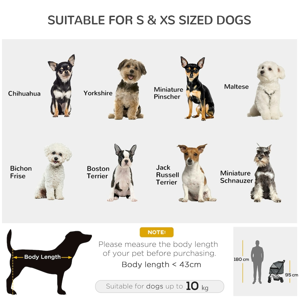 image 1 of PawHut Pet Stroller Dog Foldable Travel Carriage with Reversible Handle, Grey