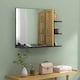 image 7 of HOMCOM Modern Bathroom Mirror with Shelf, Wall-mounted Vanity Mirror with 4 Storage Shelves and Bamboo Panel for Make Up, Black