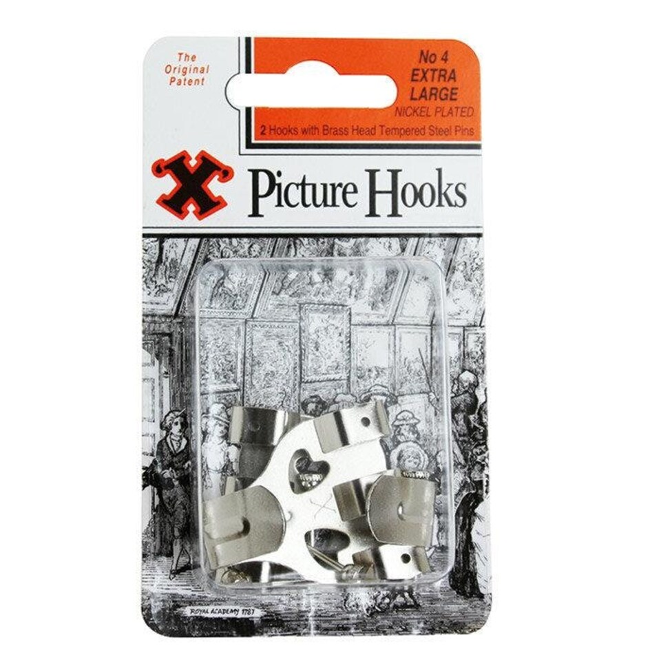 X Picture Hooks No 4 Nickel Plated Blister 2pk - One Colour - One Size