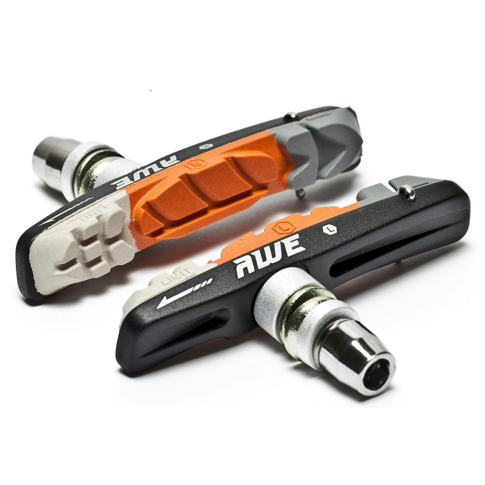 image 1 of AWE 72mm Triple Contour Bike V Brake Blocks/Pads Grey/Orange/White
