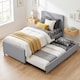 image 6 of HOMCOM 90 x 190 cm Upholstered Single Bed, Pull Out Trundle Bed