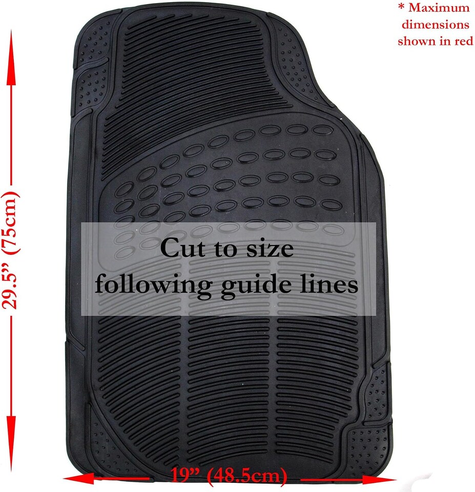 image 1 of Actiasmat Heavy Duty Universal Fit Rubber Car Mats – 4-Piece Replacement Set with Anti-Slip PVC Nib Backing
