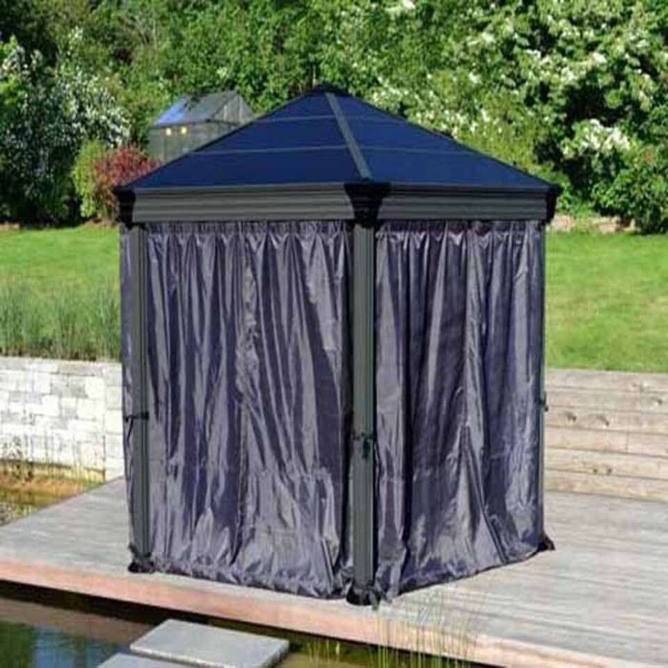 image 1 of Curtain Set for Hexagonal Gazebo - Polyester - L217 x W232 cm - Grey (Gazebo Not Included)