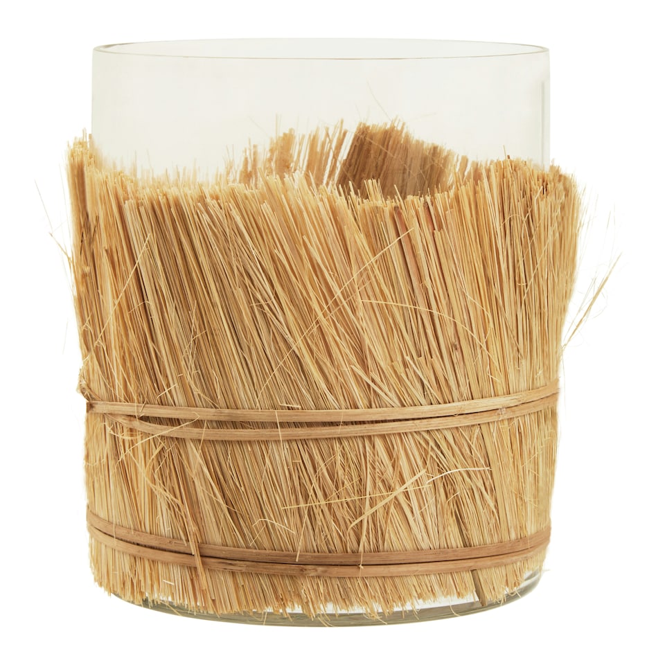 image 1 of Interiors by Premier Modern Natural Candle Holder, Coastal Styled Medium Candle Holder, Natural and Round Glass Candle Holder Cream