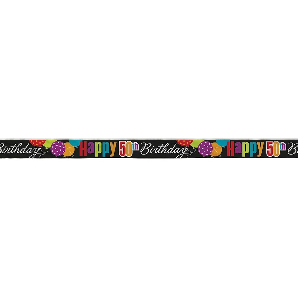 Unique Party Cheer 50th Birthday Banner - Multicoloured - 12ft