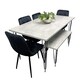 image 10 of Grey Dining Table with Hairpin Legs, Bench & 4 Black Velvet Chairs Set for Kitchen & Dining Room Grey