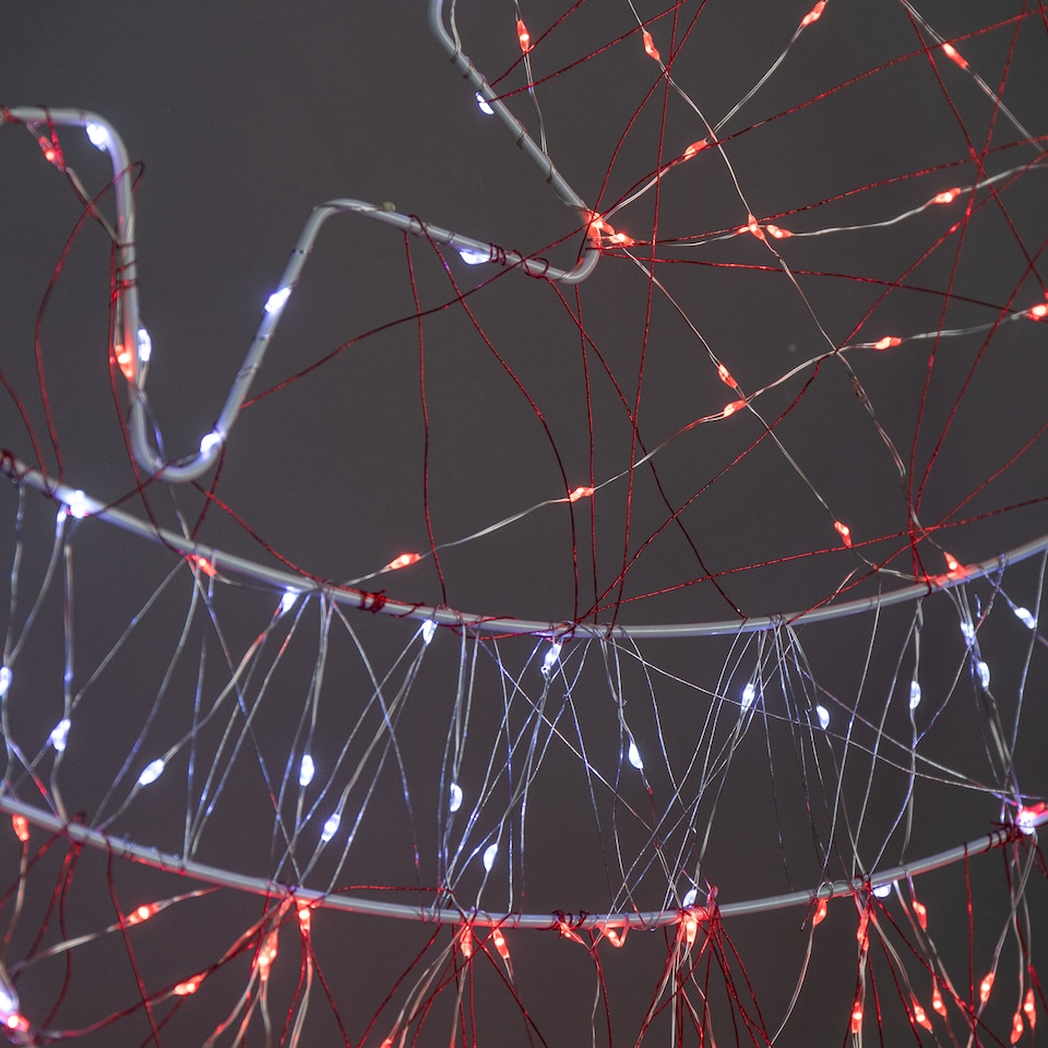 image 1 of 52cm x 42cm Light up Christmas Ball Dewdrop Silhouette with Twinkling Red and White LEDs