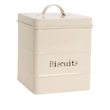 Harbour Housewares Vintage Metal Kitchen Biscuit Tin - Cream