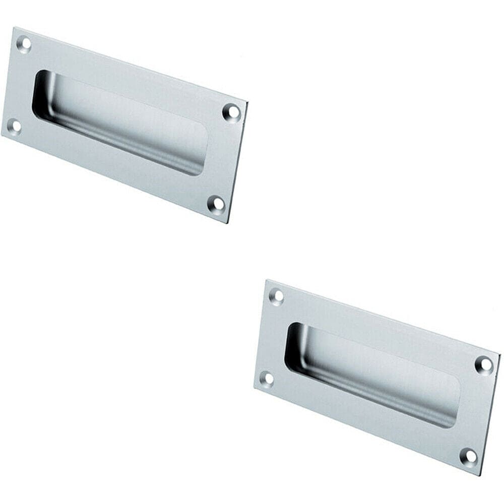 Loops 2x Recessed Sliding Door Flush Pull Handle 100 x 50mm Satin Anodised Aluminium