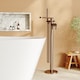 image 2 of Balterley Modern Freestanding Round Bath Shower Mixer Tap with Fluted Lever Handle and Kit | Brown | Brushed Bronze