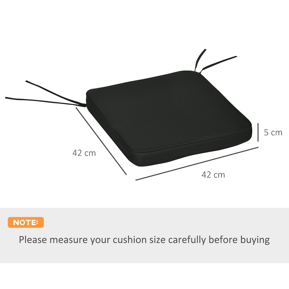 image 1 of Outsunny Set of 6 Chair Cushion Seat Pads Dining Chair w/ Straps 