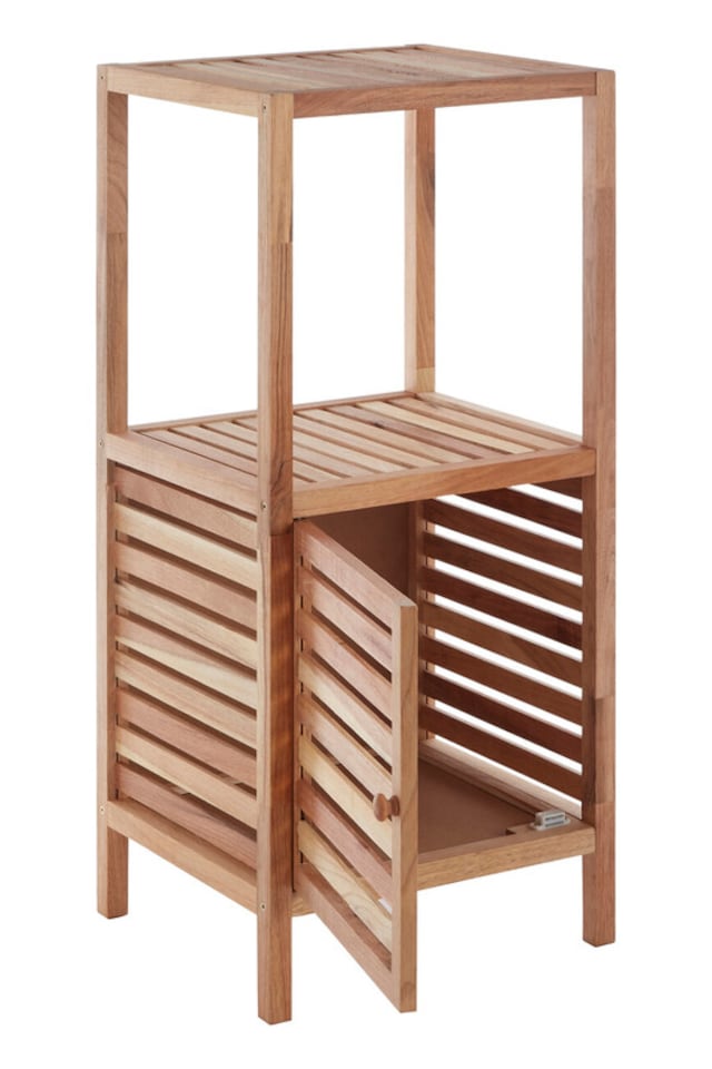image 1 of ARLA Two Tier Walnut Wood Bathroom Shelf Unit