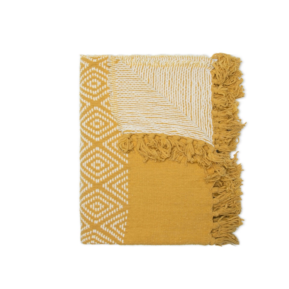 image 1 of BHS Diamond Chenille Throw, Yellow Yellow | Ochre