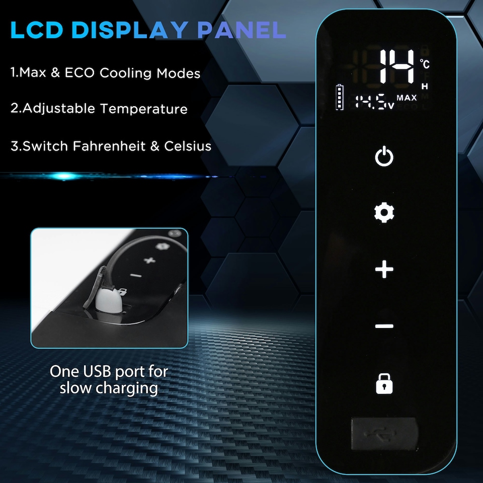 image 1 of Outsunny 12V Portable Car Refrigerator w/ Inner LED Light Indoor Outdoor, 18L