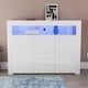image 5 of Vida Designs Nova 3 Door LED Sideboard Buffet Cabinet Storage, White | White | 1