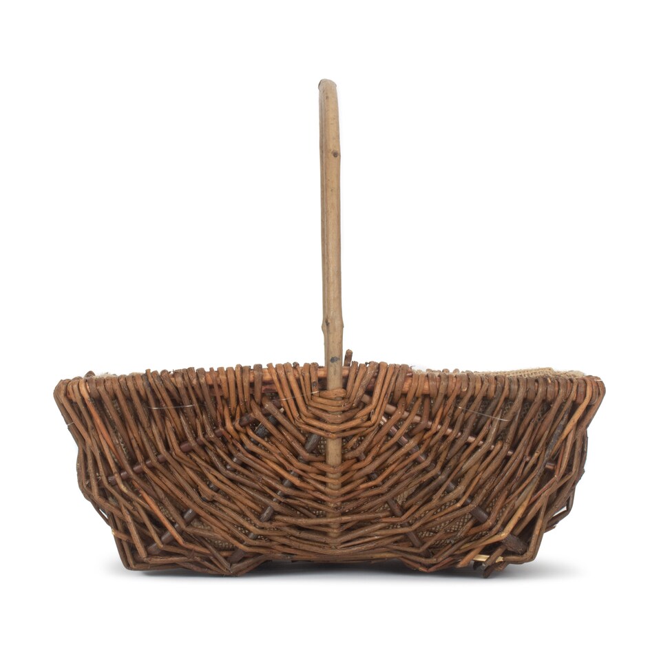 image 1 of Medium Rectangular Unpeeled Willow Garden Trug With Hessian Lining | Brown | Brown | Medium
