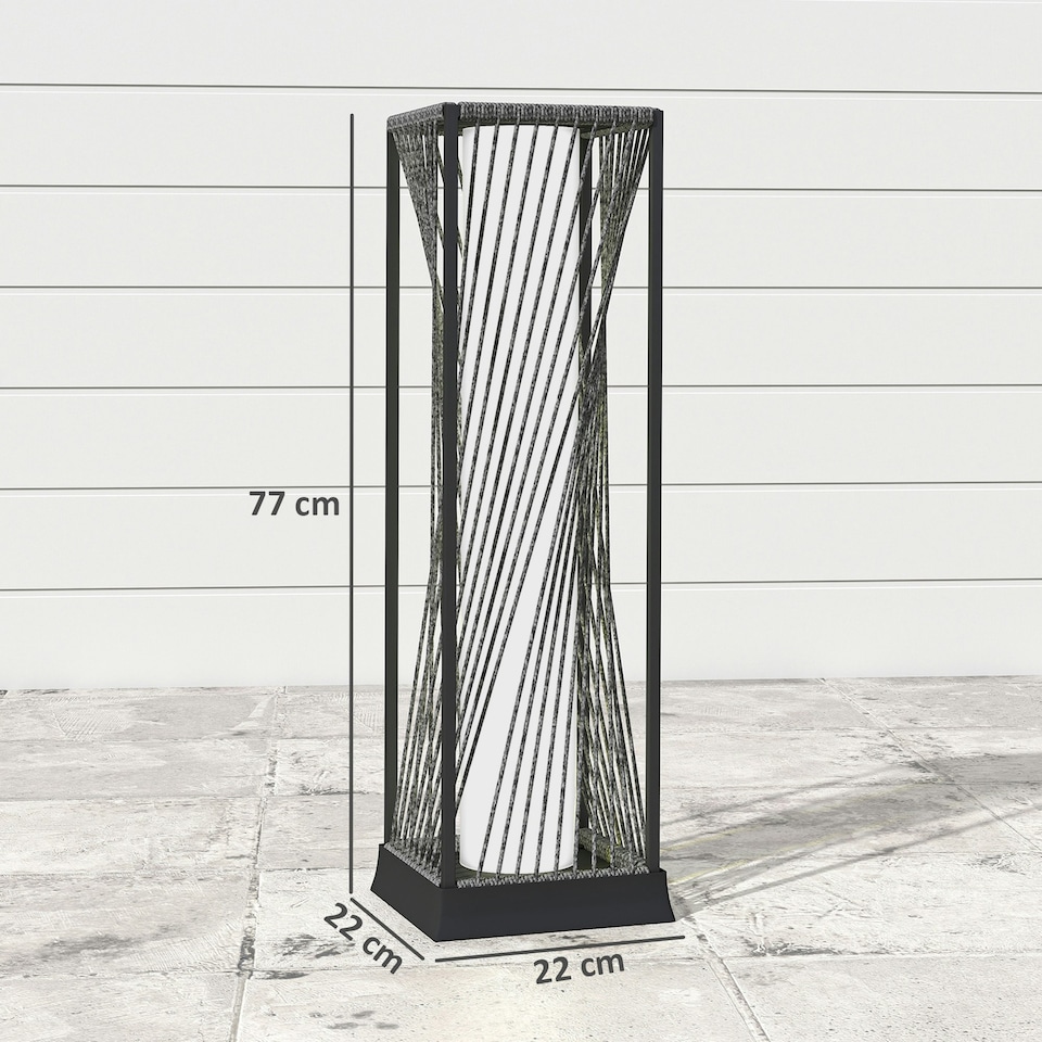 image 1 of Outsunny Rattan Solar Floor Lamp, Auto On/Off LED Garden Lights, Grey