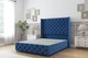 image 1 of Sloomy Luthor Navy Plush Divan Bed Base No Drawers With 54 Inch Wingback Headboard & 12 Inch Matching Footboard | Blue | Navy | King | 1