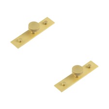 2 PACK Satin Brass Cupboard Knob with Backplate - 30mm Knurling Design - Kitchen Cabinet Knob
