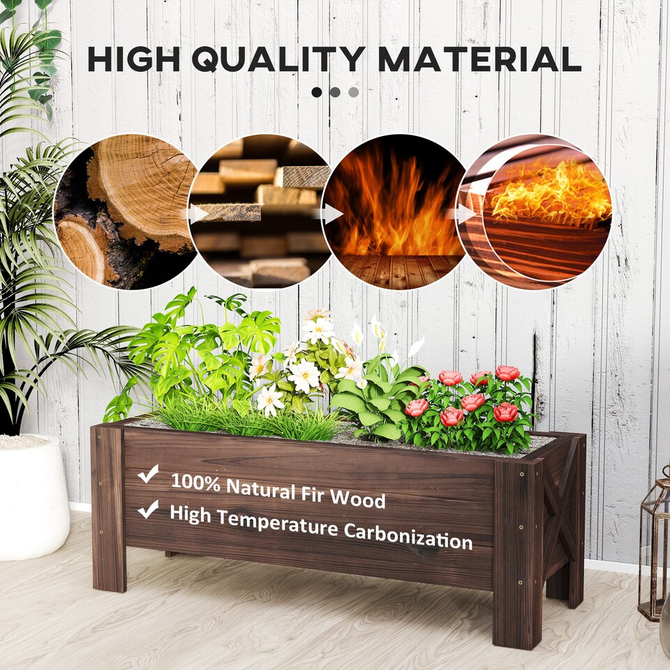 image 1 of Outsunny Wooden Garden Raised Bed Planter Grow Containers Pot,
