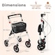 image 2 of COSTWAY Rollator Lightweight Foldable Rolling Walker-White