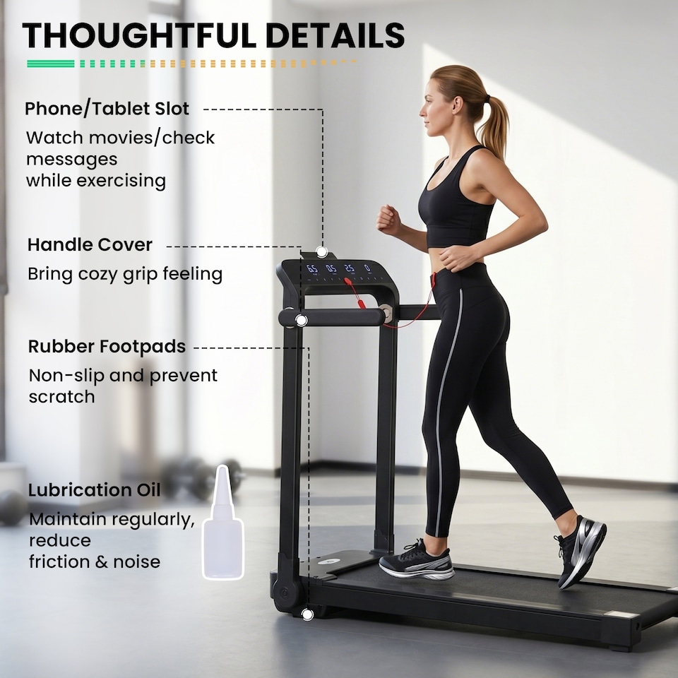 image 1 of HOMCOM 1.85HP Foldable Electric Treadmill Fitness Safety Lock LED Screen Black