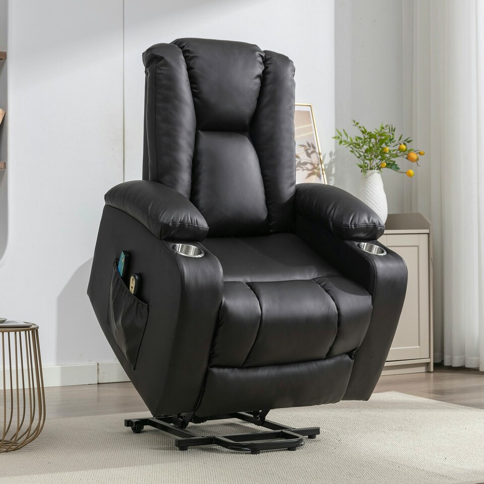 image 1 of Hartville Electric Lift Assist Riser Recliner with Massage and Heat - Brown