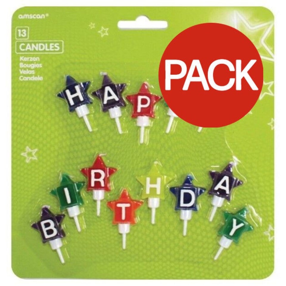 Amscan Star Happy Birthday Candles (Pack of 13) - Multicoloured - One Size