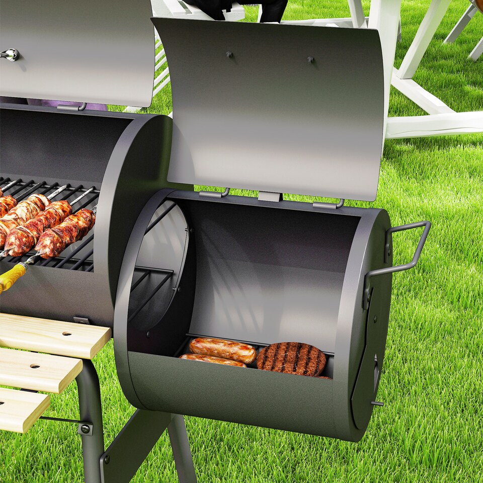image 1 of Outsunny Charcoal BBQ Grill with Offset Smoker