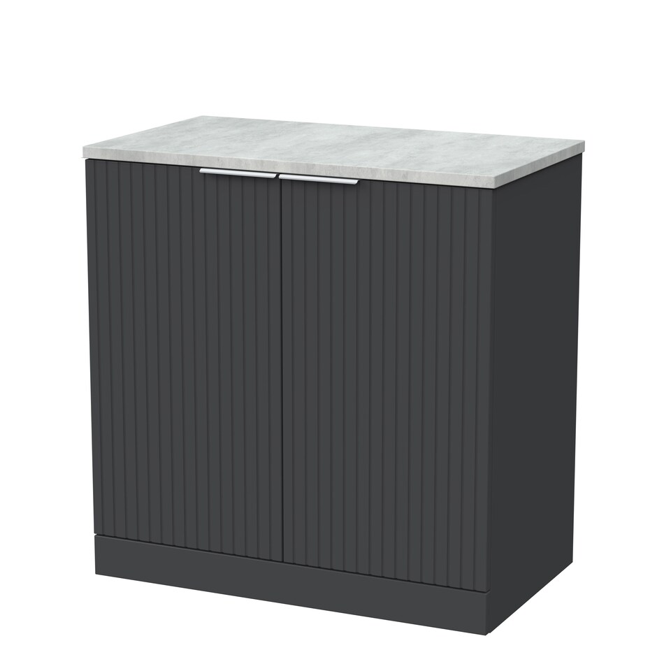 image 1 of Balterley Callingwood Contemporary Floor Standing 2 Door Vanity Unit with Bellato Grey Laminate Worktop , 800mm, Dark Grey