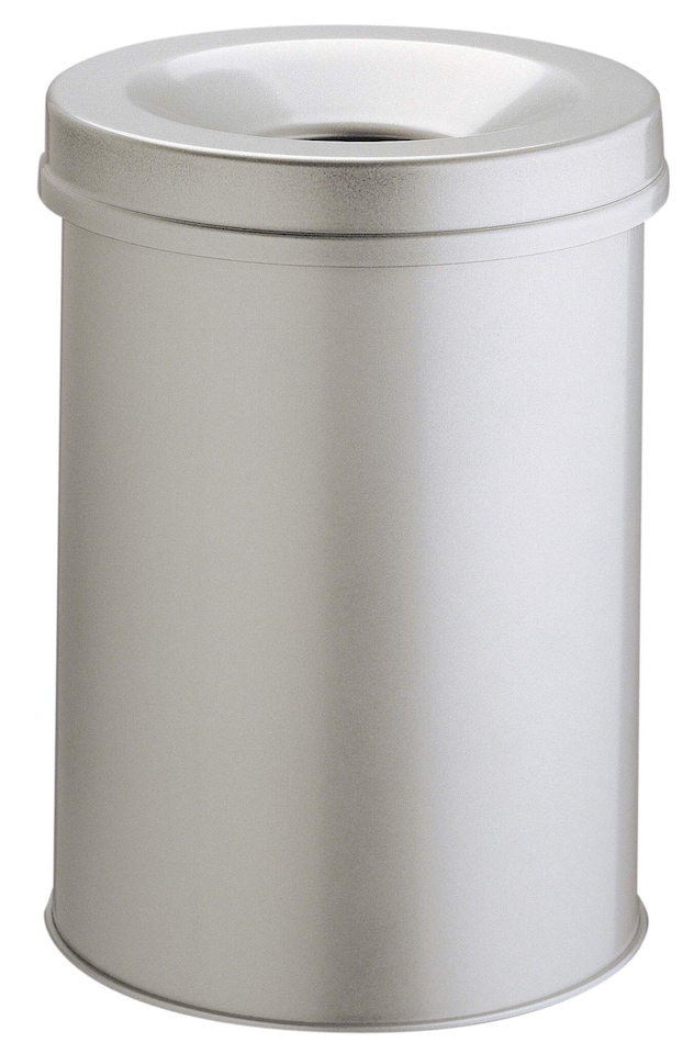 image 1 of Durable Fire Extinguishing Metal Waste Bin | TUV Certified | 15L | Grey