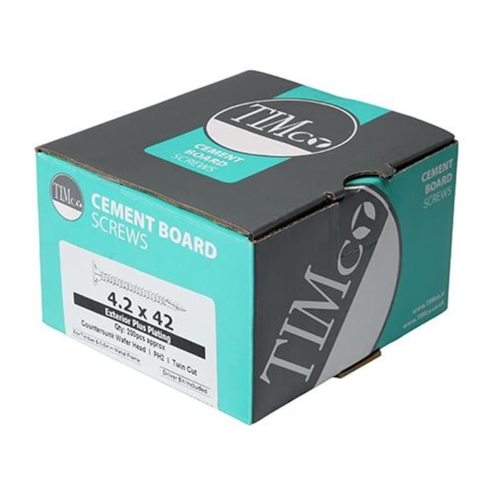 image 1 of Timco - Drywall Construction Timber Stud Cement Board Screws - PH - Countersunk Wafer - Twin-Cut - Exterior - Silver Organic (Size 4.2 x 32 - 200 Pieces)