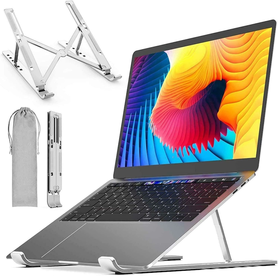 image 1 of Dyzi DYZI Adjustable Aluminium Laptop Stand Ventilated Holder 10 to 15.6 Inch Compatible