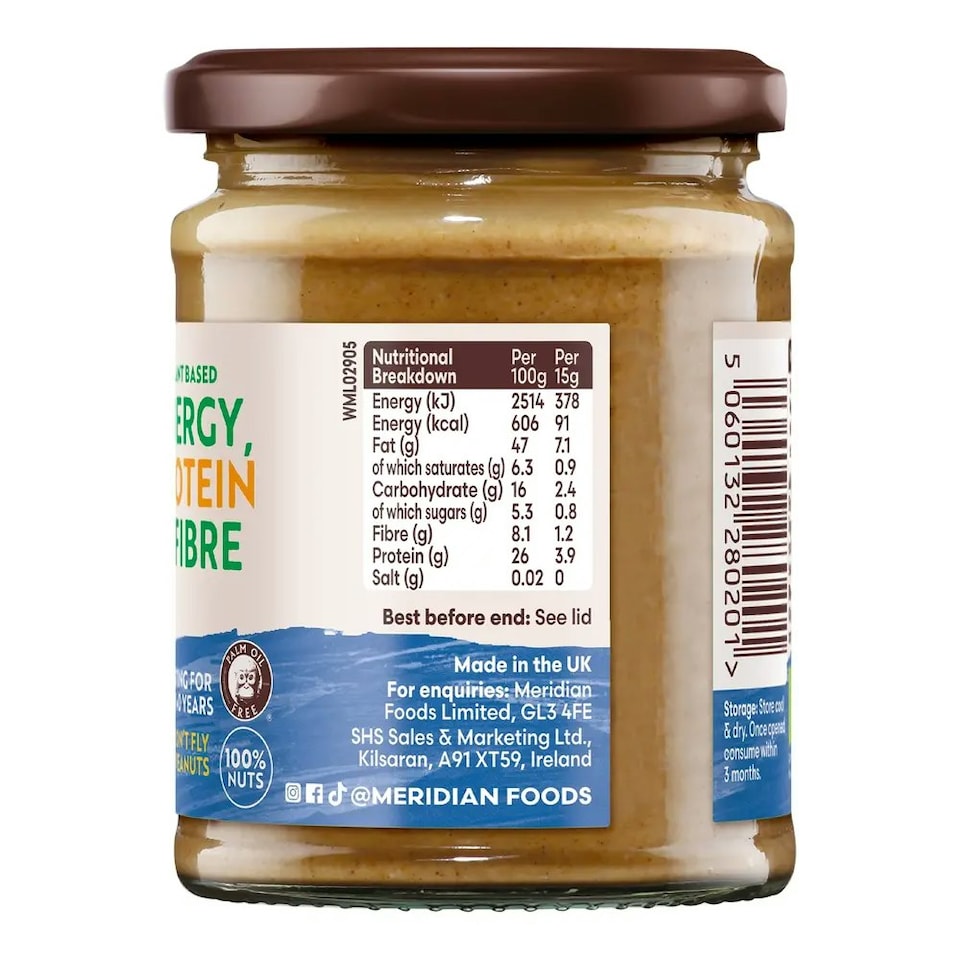 image 1 of Organic Smooth Peanut Butter 280g (Meridian)