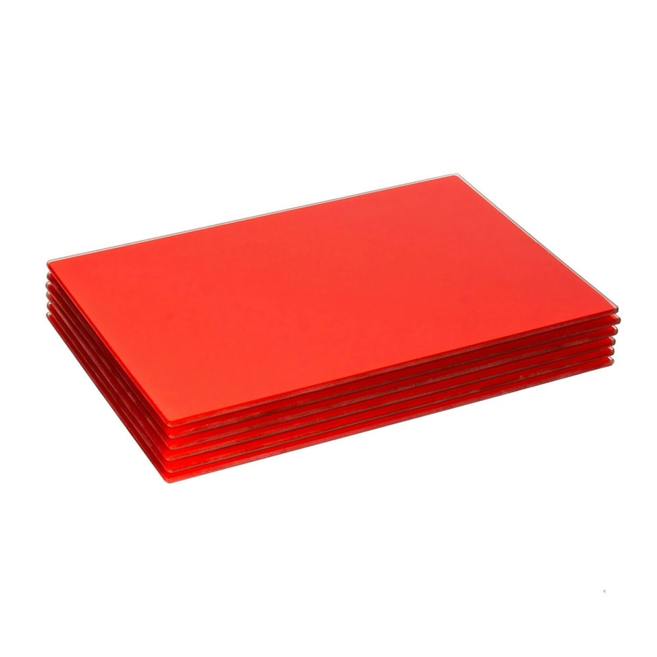 image 1 of Harbour Housewares 6pc Red Glass Placemats - 30 x 20cm - Vibrant, Durable Dining Mats Red