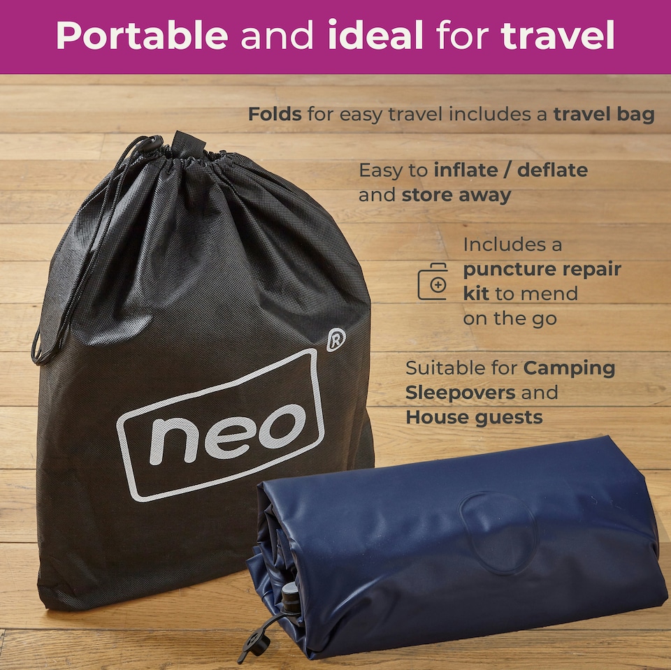 image 1 of Neo Double Flocked Inflatable Airbed Mattress With Air Pump