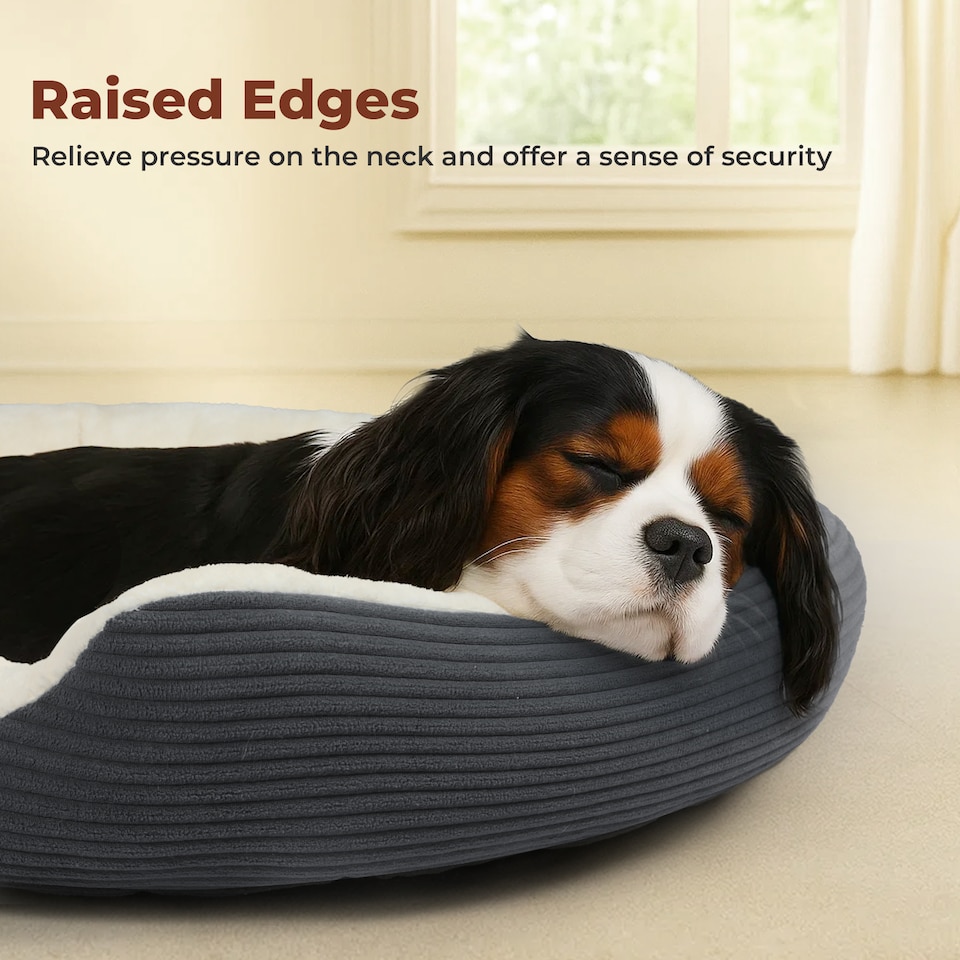 image 1 of Skylos Dog Bed Luxury Soft Washable Puppy Cat Cushion Mattress Corduroy Grey M | Grey | 63 | One Size
